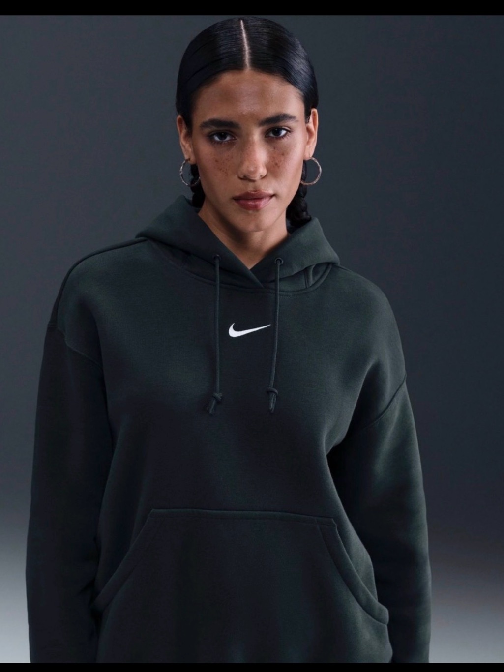 Nike Dark Green Hoodie With White Swoosh